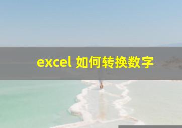 excel 如何转换数字